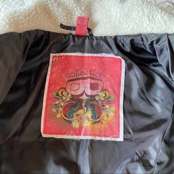 Bernardo Collection B Fleece Faux Fur Geometric Print Puffer Coat Black XS - Picture 12 of 13